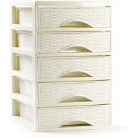 Forte Plastics PlasticForte Ladeblokje - bureau organizer met 5x lades - creme wit - L18xB21xH28 cm - Ladeblok