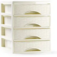 Forte Plastics Plasticforte Ladeblokje/bureau organizer met 4x lades - creme wit - L18 x B21 x H23 cm - Ladeblok
