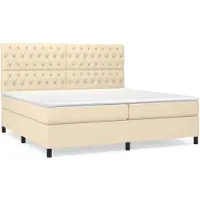 vidaXL Boxspring met matras stof crèmekleurig 200x200 cm