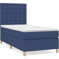 vidaXL Boxspring met matras stof blauw 100x200 cm