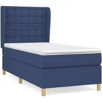 vidaXL Boxspring met matras stof blauw 90x190 cm