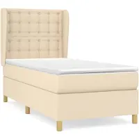vidaXL Boxspring met matras stof crèmekleurig 100x200 cm