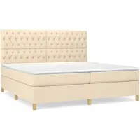 vidaXL Boxspring met matras stof crèmekleurig 200x200 cm