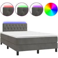 vidaXL Boxspring met matras en LED fluweel donkergrijs 120x200 cm
