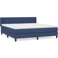 vidaXL Boxspring met matras stof blauw 160x200 cm