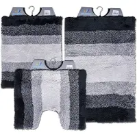 Wicotex Wicotex-Badmat-set-Badmat-Toiletmat-Bidetmat regenboog zwart-Antislip onderkant-WC mat-met uitsparing