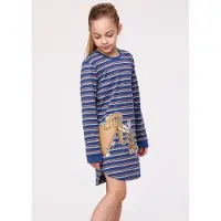 Woody slaapkleed meisjes/dames - multicolor gestreept - mammoet - 232-10-POL-S/904 - maat 140