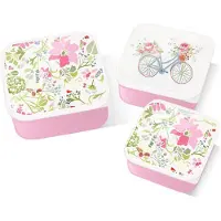 Puckator Set 3 Lunch Box M/L/XL - Julie Dodsworth Roze Botanisch