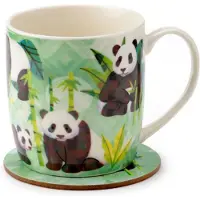 Puckator Mok & Onderzetter - Panda Koninkrijk - Porselein - 300ml