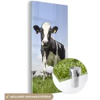 MuchoWow - Glasschilderij - Schilderij op glas - Koe - Dieren - Natuur - Gras - Landschap - Acrylplaat - Schilderij glas - Kamer decoratie - Acrylglas - 80x160 cm