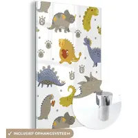 MuchoWow Glasschilderij 120x180 cm - Schilderij acrylglas - Dinosaurus - Kinderen - Design - Jongens - Meisjes - Kinderen - Foto op glas - Schilderijen