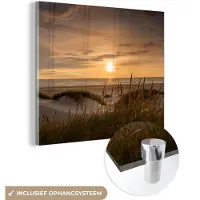 MuchoWow Glasschilderij 90x90 cm - Schilderij acrylglas - Strand - Kleuren - Europa - Foto op glas - Muurdecoratie woonkamer - Wanddecoratie slaapkamer - Schilderijen