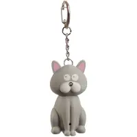 Puckator Sleutelhanger - Kat Lichtgrijs - LED Licht & Geluid Miauw - 10x5,5x2,5cm