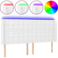 vidaXL Hoofdbord LED 183x16x118/128 cm kunstleer wit