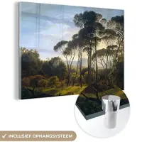 MuchoWow Glasschilderij 30x20 cm - Schilderij acrylglas - Italiaans landschap met parasoldennen - Kunst - Oude meesters - Foto op glas - Schilderijen
