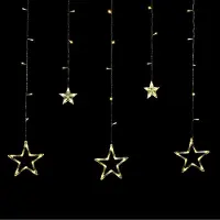 ABC-led LED Sterrengordijn kerst - 12 sterren - warm wit - 138 leds - Koppelbaar