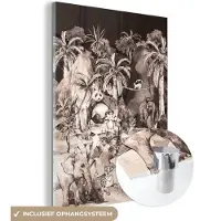 MuchoWow Glasschilderij 30x40 cm - Schilderij acrylglas - Jungle - Dieren - Kinderen - Bomen - Planten - Foto op glas - Schilderijen