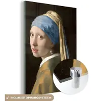 MuchoWow Glasschilderij 90x120 cm - Schilderij acrylglas - Meisje met de parel - Schilderij - Oude meesters - Vermeer - Foto op glas - Schilderijen
