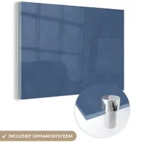 MuchoWow Glasschilderij 150x100 cm - Schilderij acrylglas - Leer - Blauw - Dierenhuid - Foto op glas - Schilderijen