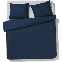HEMA Dekbedovertrek 200x200/220cm zacht katoen donkerblauw (blauw)
