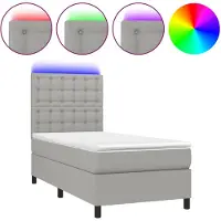vidaXL Boxspring met matras en LED stof lichtgrijs 100x200 cm