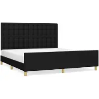vidaXL Bedframe zonder matras stof zwart 160x200 cm