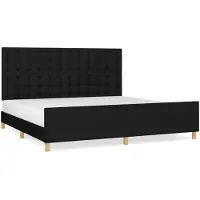 vidaXL Bedframe zonder matras stof zwart 200x200 cm