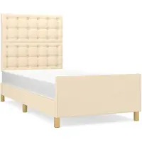 vidaXL Bedframe zonder matras 90x200 cm stof crèmekleurig