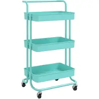 vidaXL Keukentrolley 3-laags 42x35x85 cm ijzer en ABS turquoise