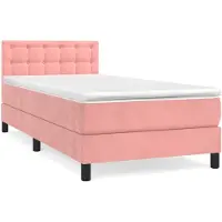 vidaXL Boxspring met matras fluweel roze 100x200 cm