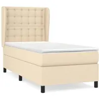 vidaXL Boxspring met matras stof crèmekleurig 90x190 cm