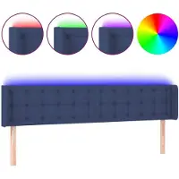 vidaXL Hoofdbord LED 163x16x78/88 cm stof blauw