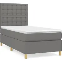 vidaXL Boxspring met matras stof donkergrijs 90x200 cm
