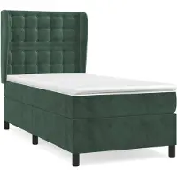 vidaXL Boxspring met matras fluweel donkergroen 90x200 cm