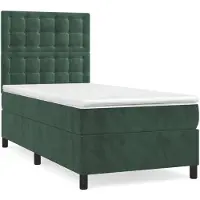 vidaXL Boxspring met matras fluweel donkergroen 100x200 cm