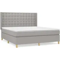 vidaXL Boxspring met matras stof lichtgrijs 160x200 cm