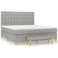 vidaXL Boxspring met matras stof lichtgrijs 180x200 cm