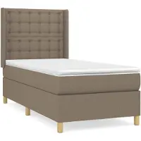 vidaXL Boxspring met matras stof taupe 90x200 cm