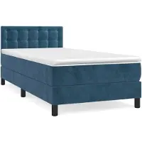 vidaXL Boxspring met matras fluweel donkerblauw 90x200 cm