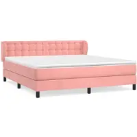 vidaXL Boxspringbed met matras, roze, 160x200 cm, fluweel
