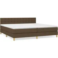 vidaXL Boxspring met matras stof donkerbruin 200x200 cm