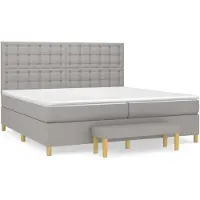 vidaXL Boxspring met matras stof lichtgrijs 200x200 cm