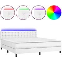 vidaXL Boxspring met matras en LED kunstleer wit 180x200 cm