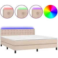 vidaXL Boxspring met matras en LED kunstleer cappuccinokleur 160x200cm