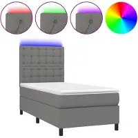 vidaXL Boxspring met matras en LED stof donkergrijs 100x200 cm