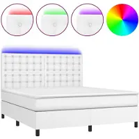 vidaXL Boxspring met matras en LED kunstleer wit 160x200 cm