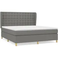 vidaXL Boxspring met matras stof donkergrijs 180x200 cm