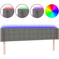 vidaXL Hoofdbord LED 203x16x78/88 cm stof donkergrijs