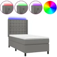 vidaXL Boxspring met matras en LED stof donkergrijs 100x200 cm