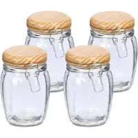 Zeller Voorraadpotten/bewaarpotten - 4x - 820 ml - glas - met beugelsluiting - D11 x H16 cm - Voorraadpot